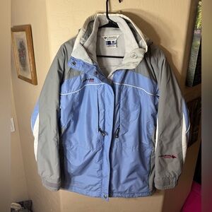 Columbia Challenge Series Interchange Fleece Lined Blue Gray Ski Jacket M